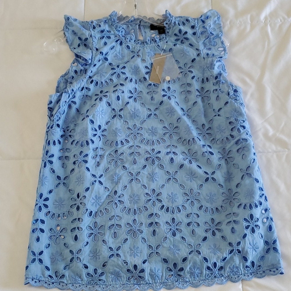J.Crew Mockneck Top in Embroidered Eyelet